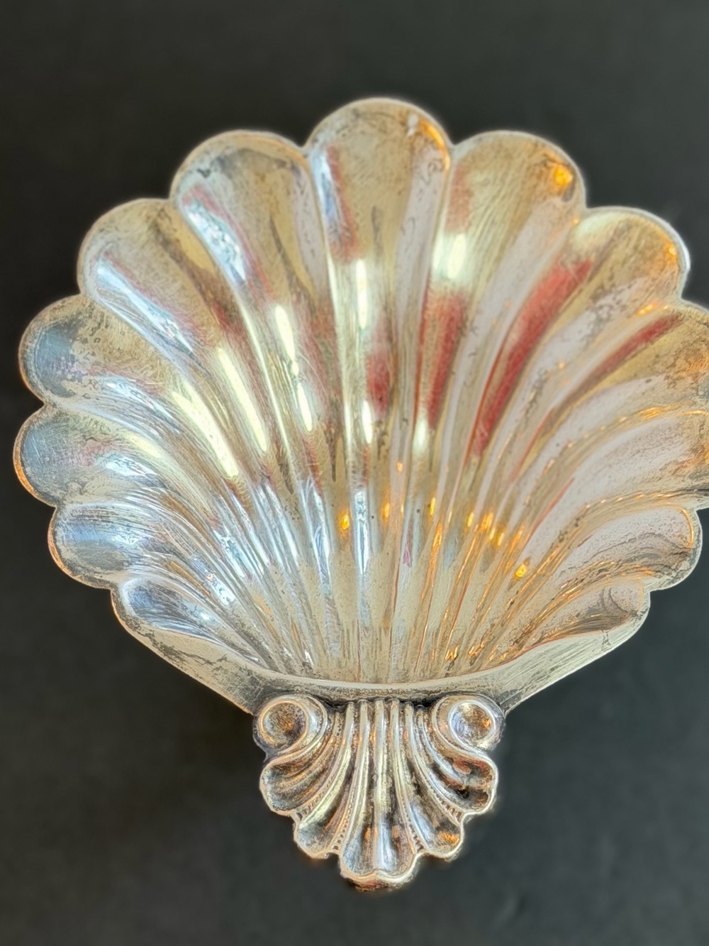 Antique English EP Copper Silver Plate Shell Salt Cellar Fish Stem Compote - Picture 4 of 13